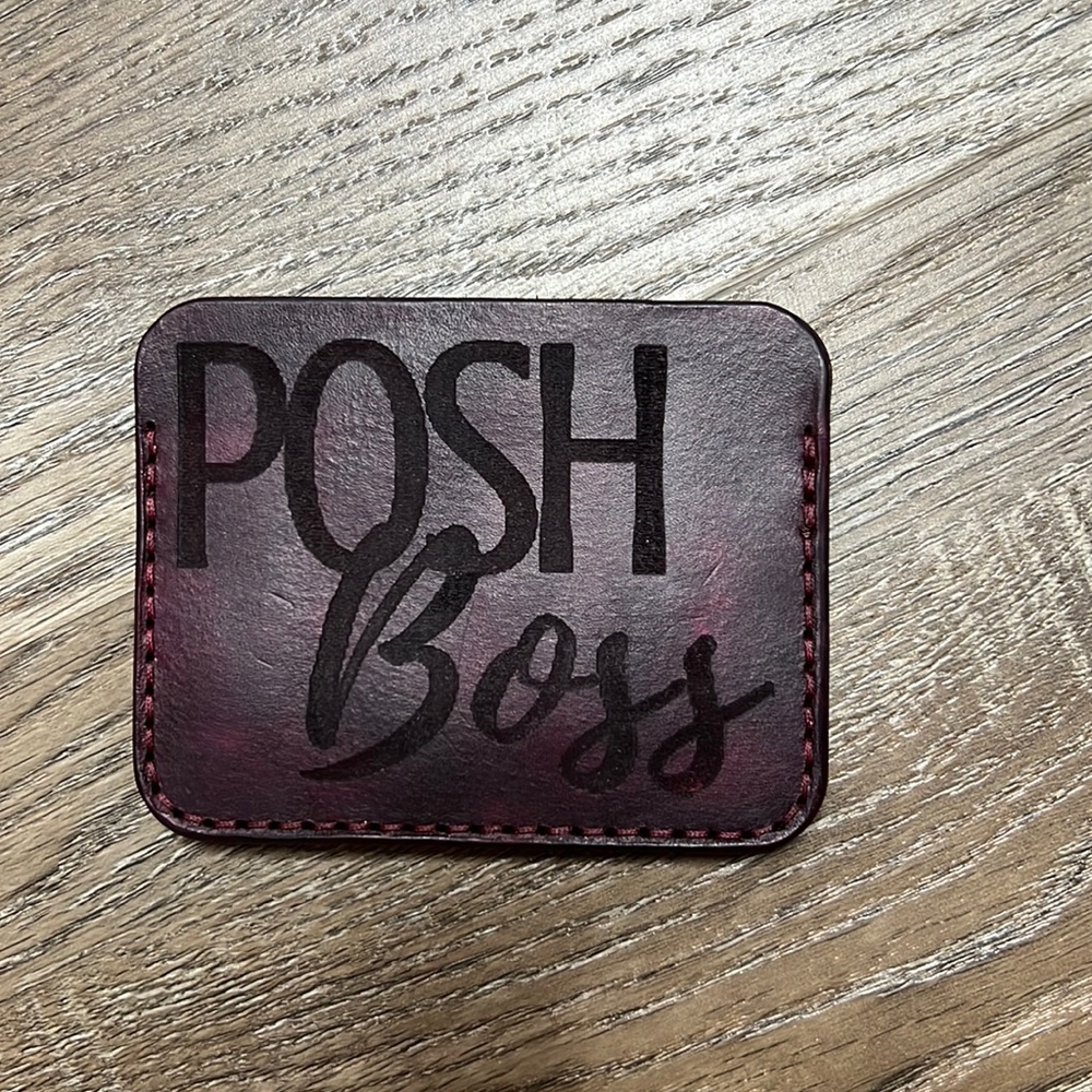 HAND CRAFTED Hand Sewn Veg-Tanned Leather 3 Pocket Card Holder POSH BOSS